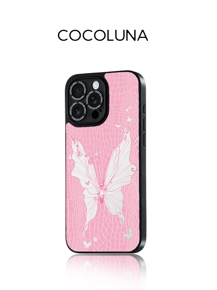 Pink Leather Butterfly Mirror Magnetic
