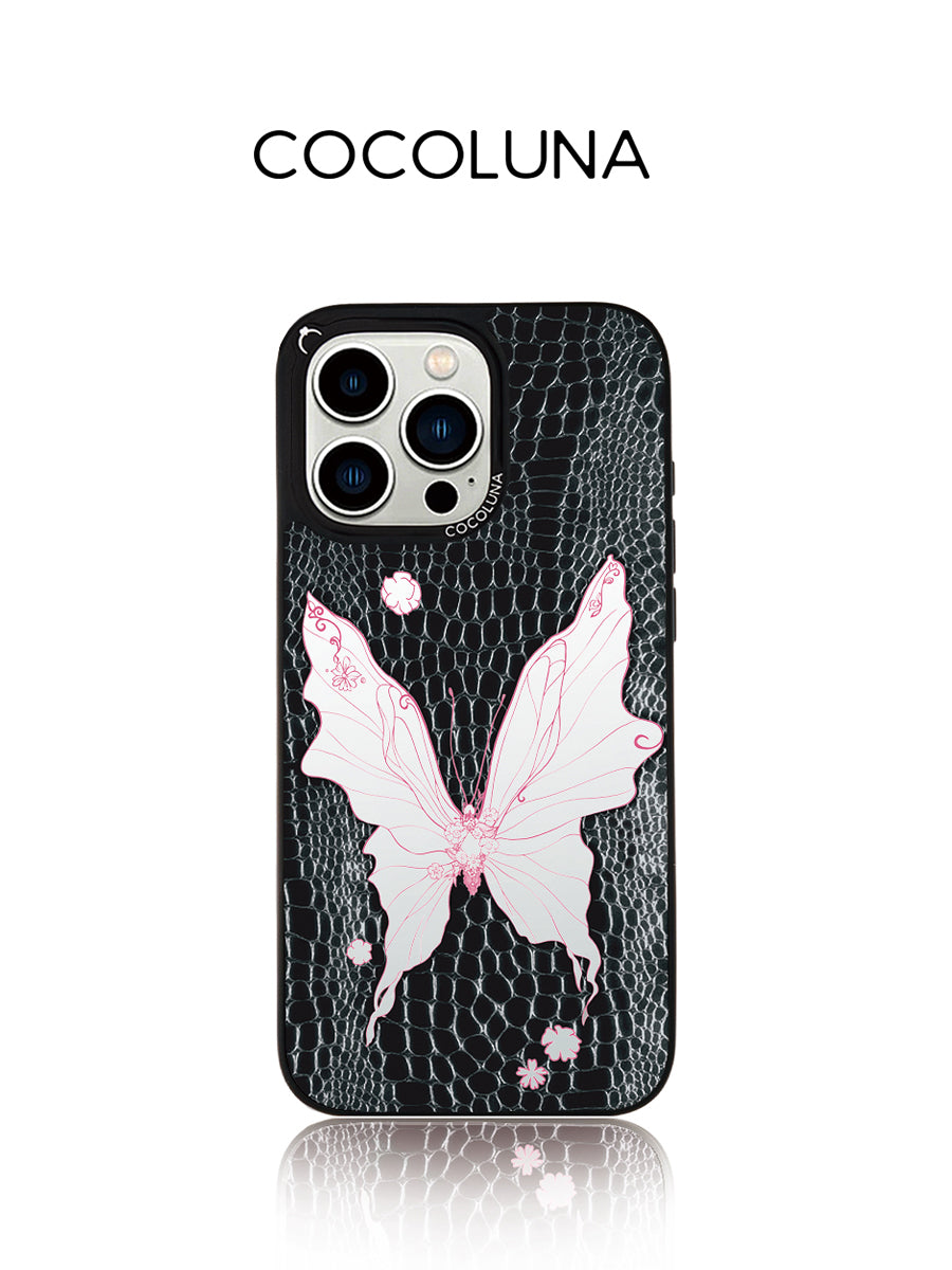 Pink Leather Butterfly Mirror Magnetic