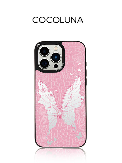 Pink Leather Butterfly Mirror Magnetic