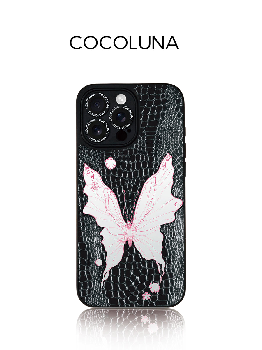 Pink Leather Butterfly Mirror Magnetic