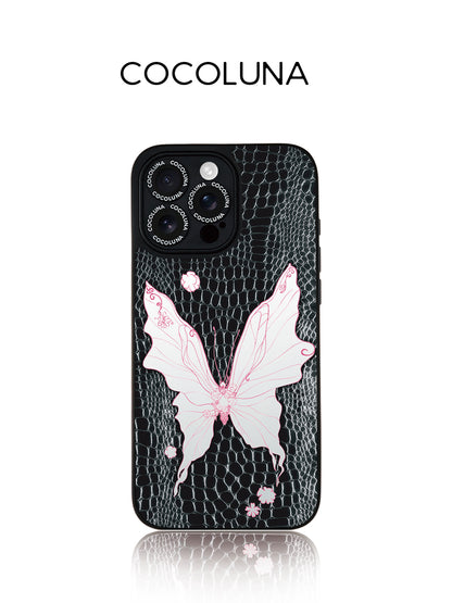 Pink Leather Butterfly Mirror Magnetic