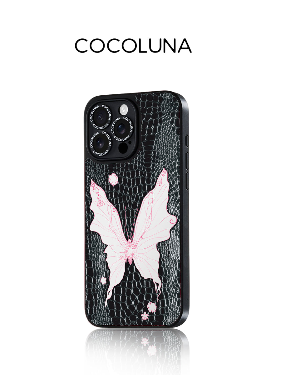 Pink Leather Butterfly Mirror Magnetic