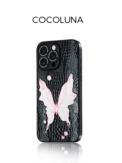 Pink Leather Butterfly Mirror Magnetic