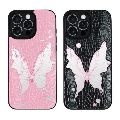 Pink Leather Butterfly Mirror Magnetic